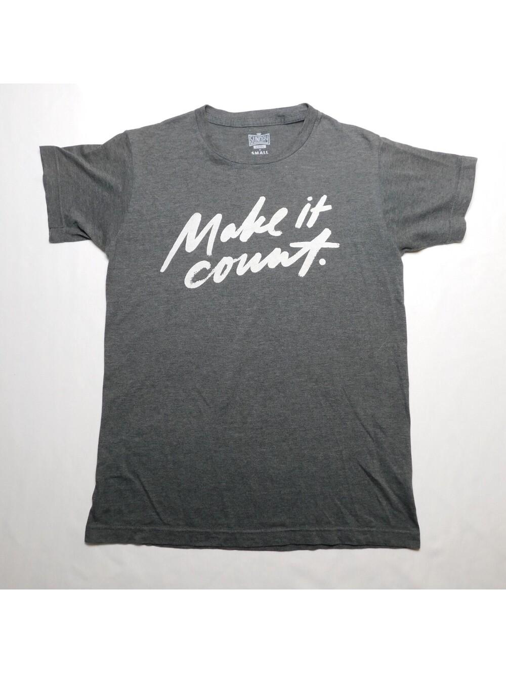 Sunday Cool Mens Small Gray Heather Make It Count Graphic T-Shirt Short Sleeve S